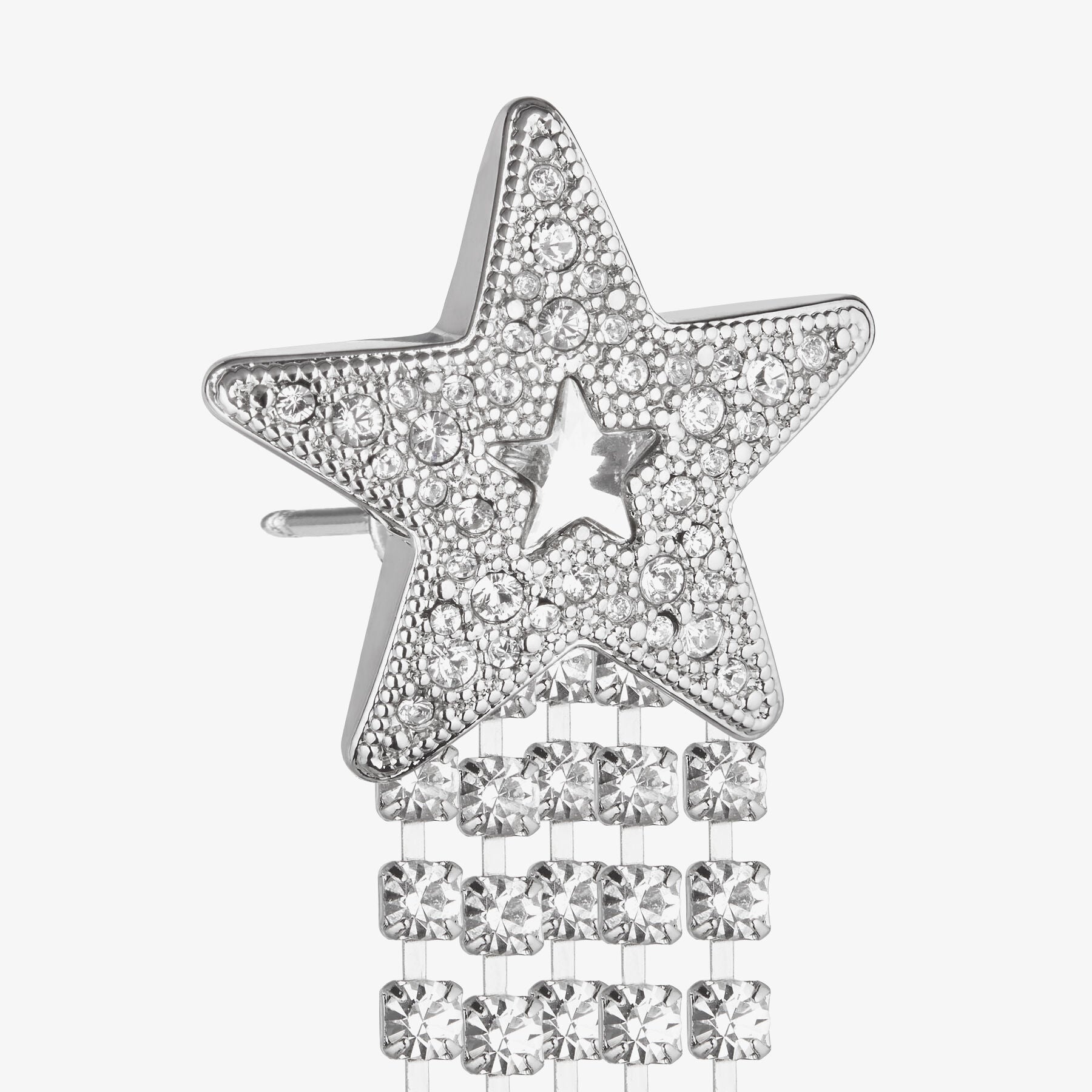ZNO STOCK 0 / Reco 80 SILVER/CRYSTAL Earrings STAR FRINGE EARRINGS
