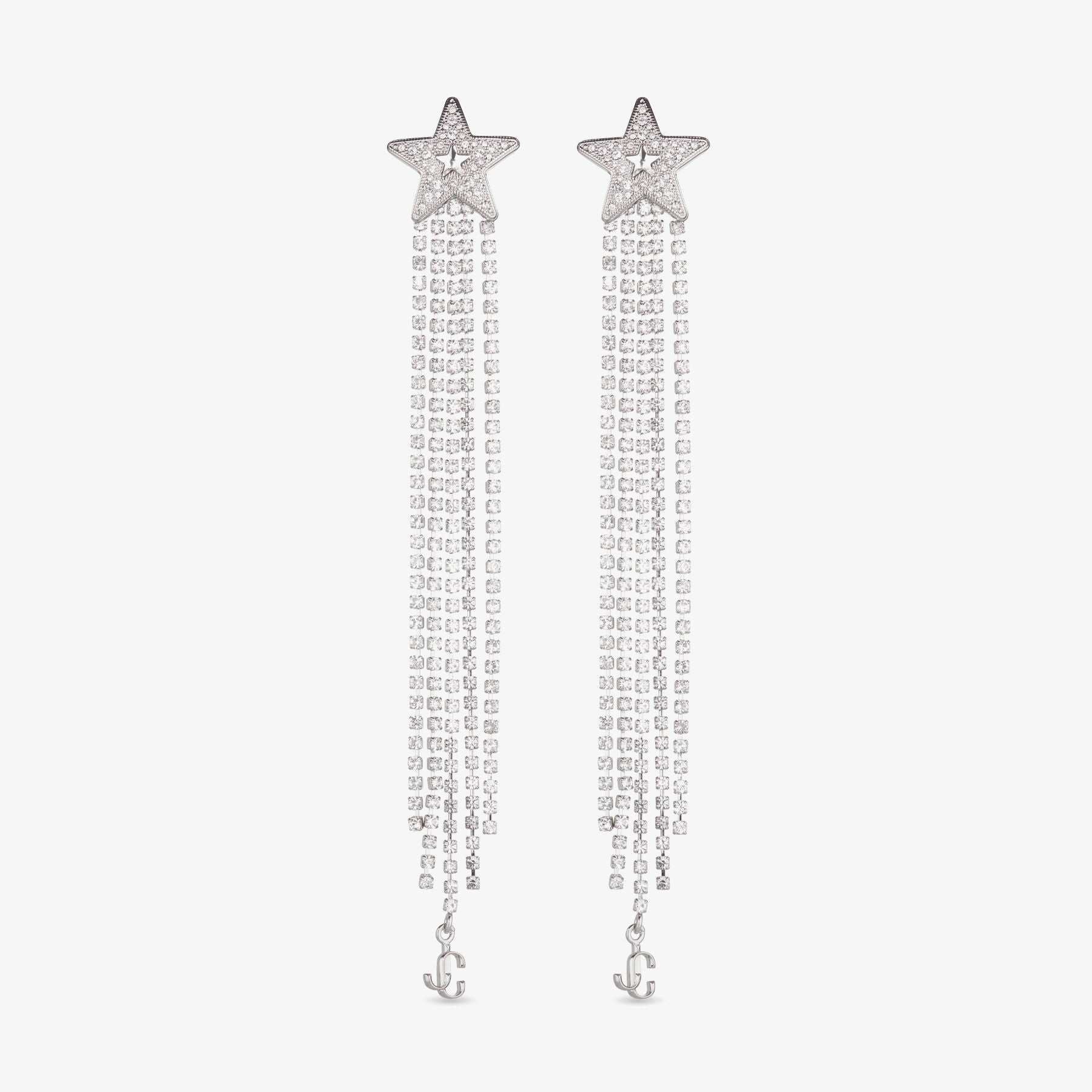 ZNO STOCK 0 / Reco 80 SILVER/CRYSTAL Earrings STAR FRINGE EARRINGS