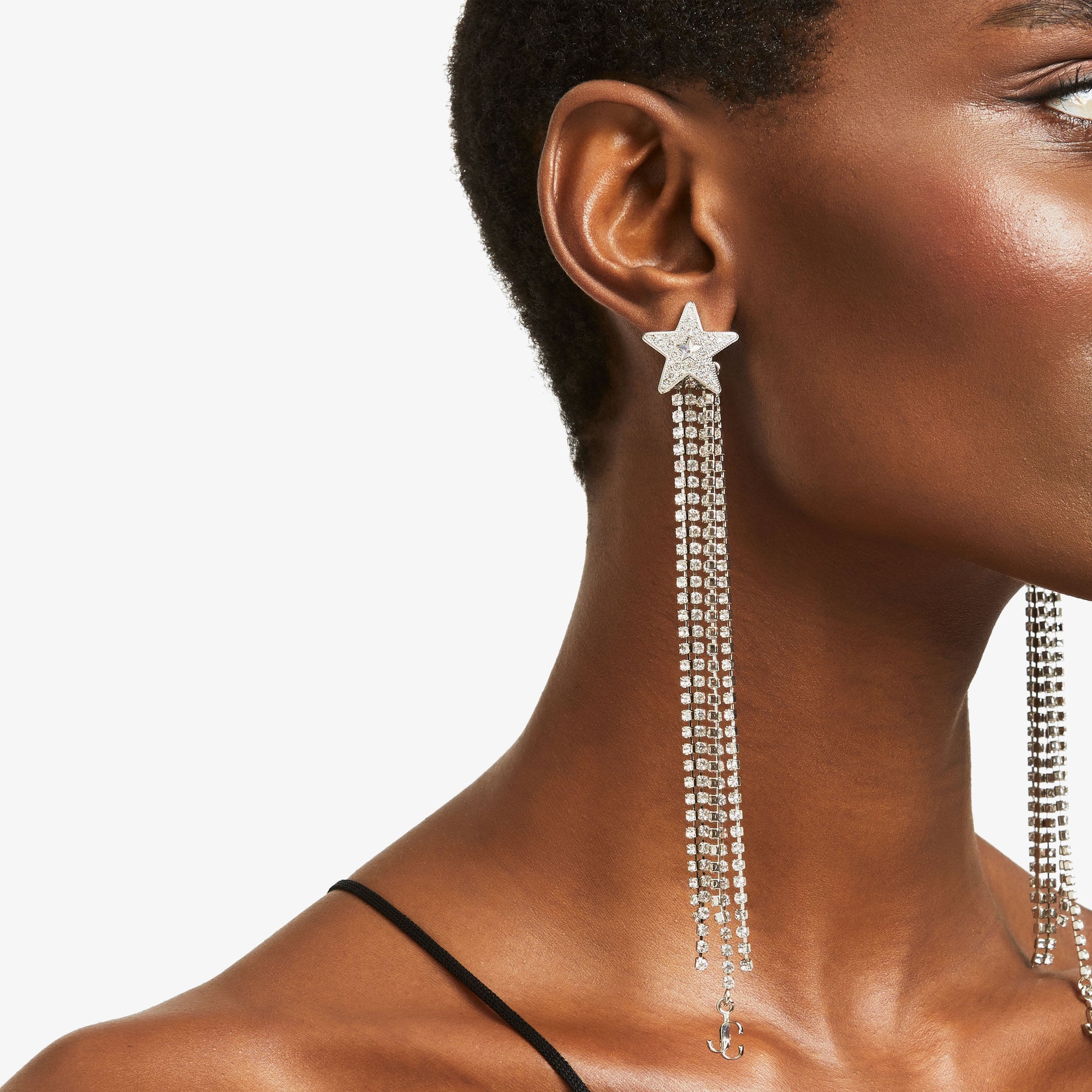 ZNO STOCK 0 / Reco 80 SILVER/CRYSTAL Earrings STAR FRINGE EARRINGS