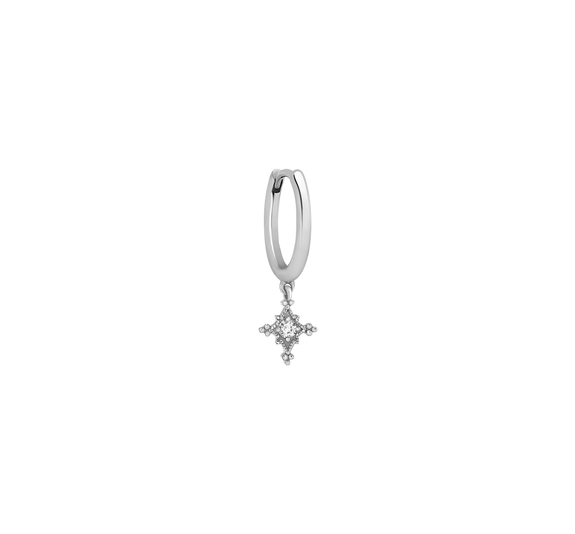 "Stella" small black gold Creole earring set with a diamond - Black gold