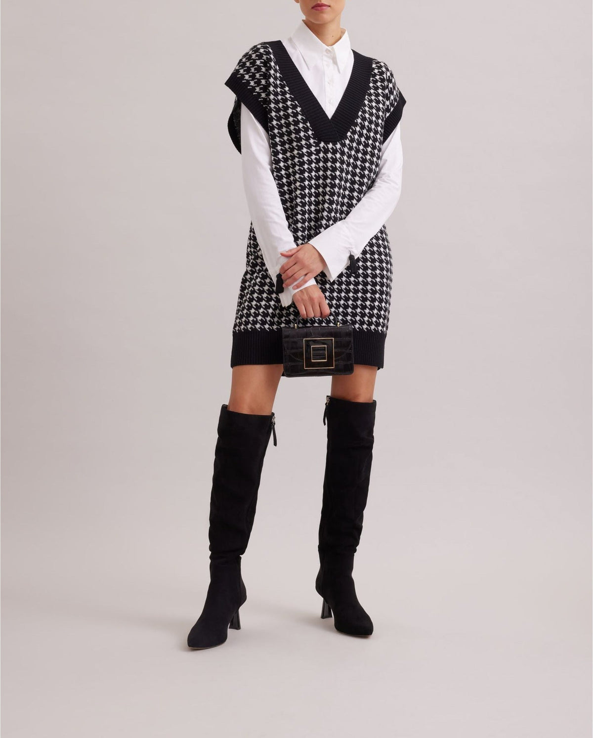 Robe pull Stendhal sans manche - Black & White