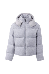 Veste courte Steven à capuche en laine et cachemire - Light Grey Mix