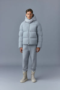 Veste courte Steven à capuche en laine et cachemire - Light Grey Mix