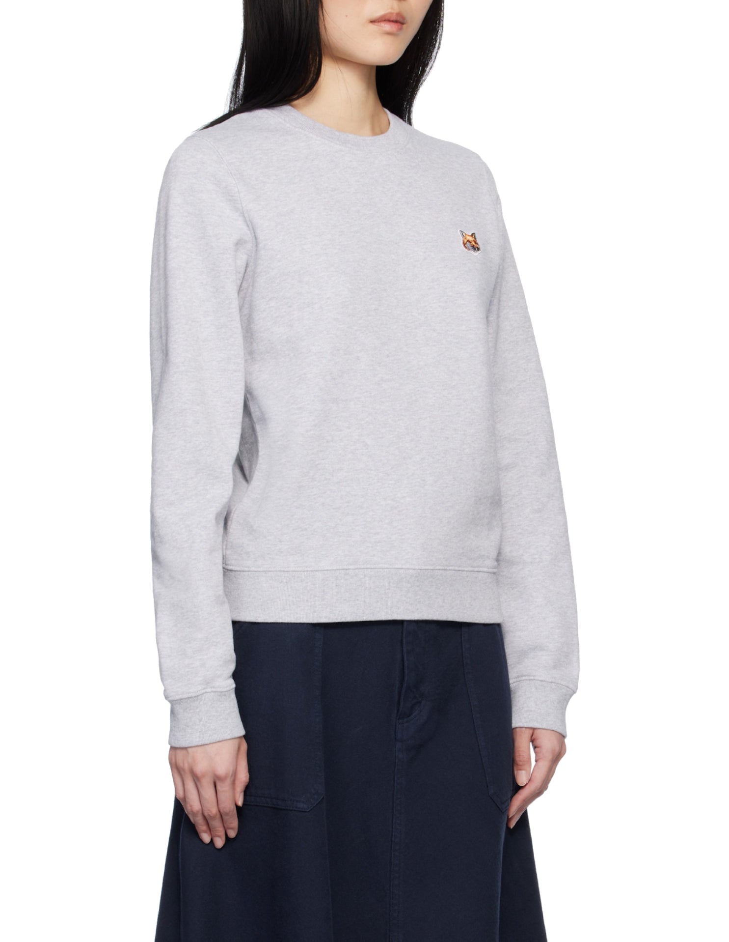 Sweatshirt à col rond ajusté avec écusson - Grey Melange