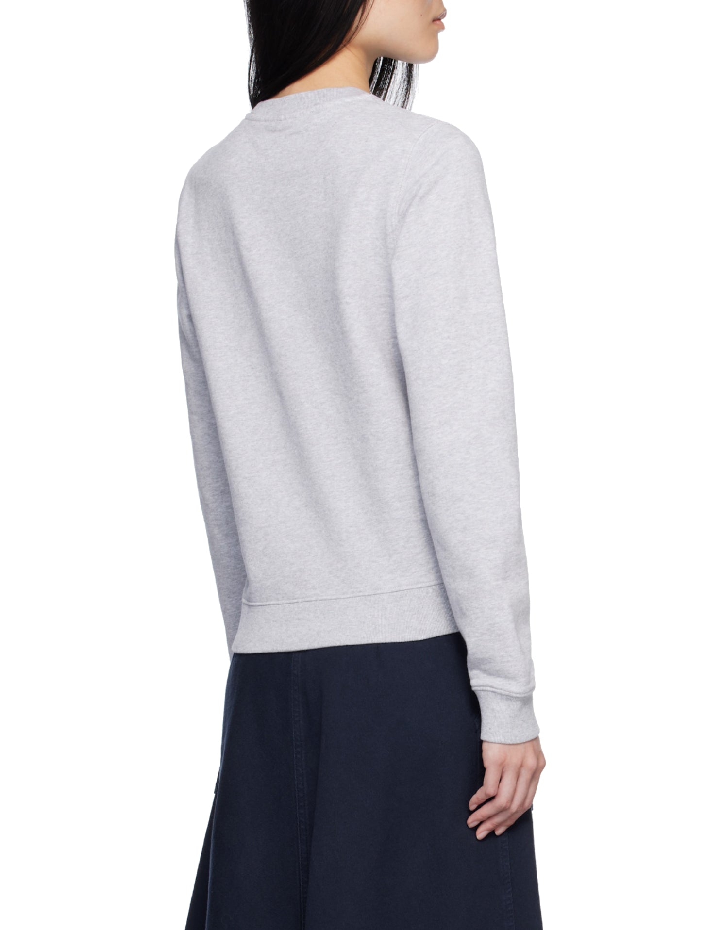 Sweatshirt à col rond ajusté avec écusson - Grey Melange