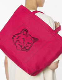 Bold Fox Head Large Shopping Bag - Burnt Red