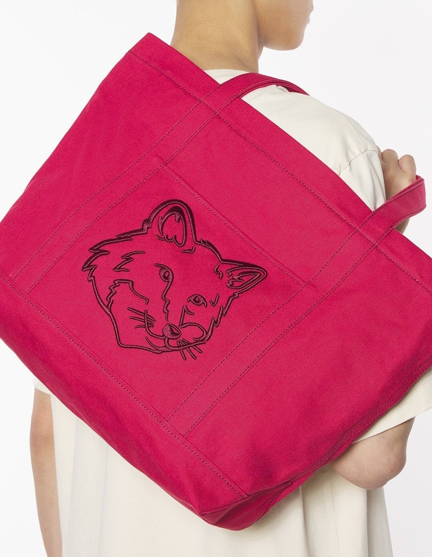 Bold Fox Head Large Shopping Bag - Burnt Red