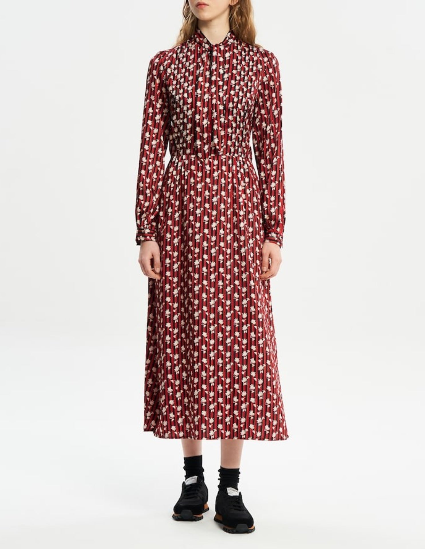 Robe longue à imprimé rayures - Pecan Cherry Floral