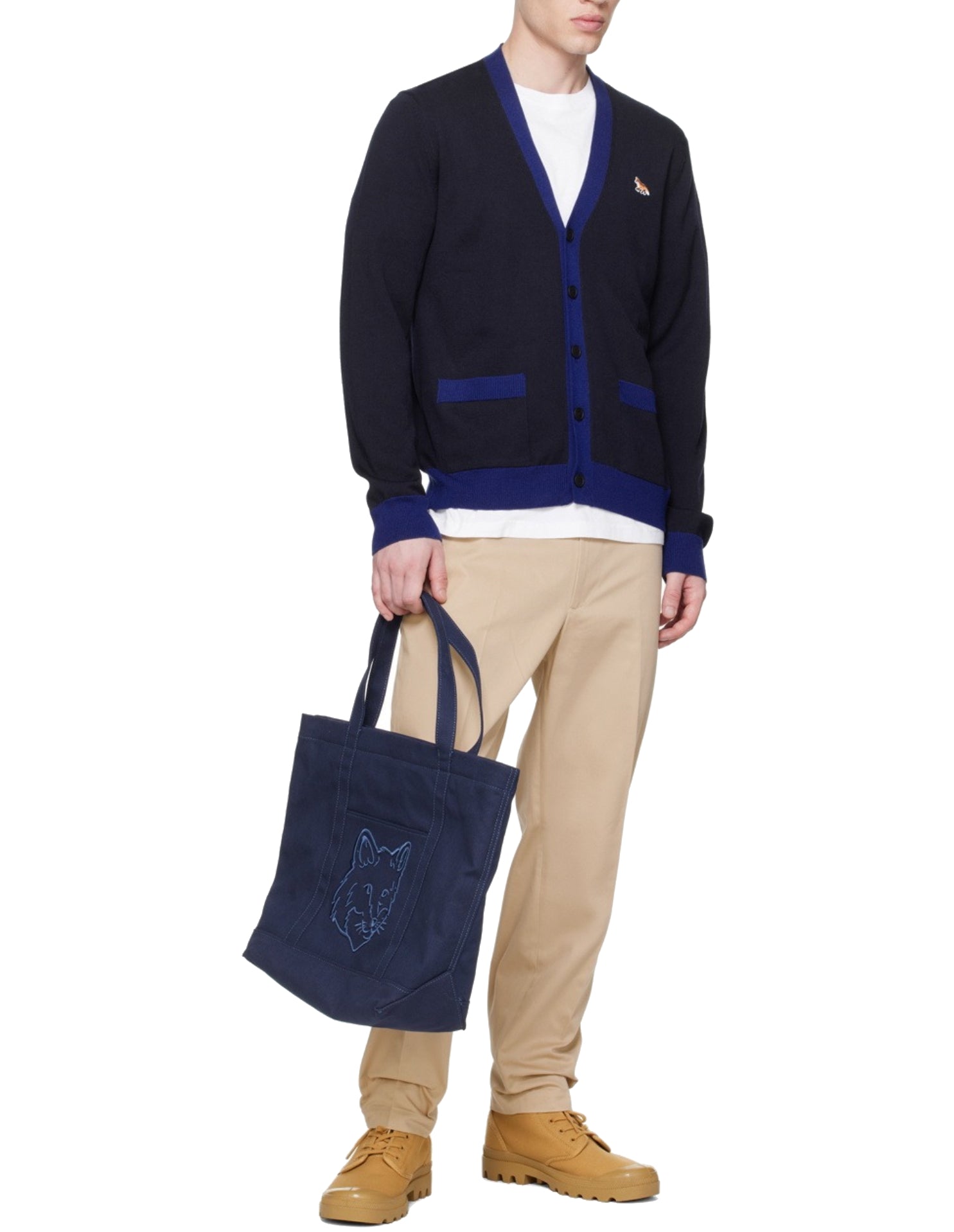 Cardigan Baby Fox en laine - Ink blue