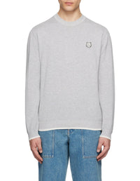 Pull Bold Fox Head à manches longues avec écusson - Grey Melange