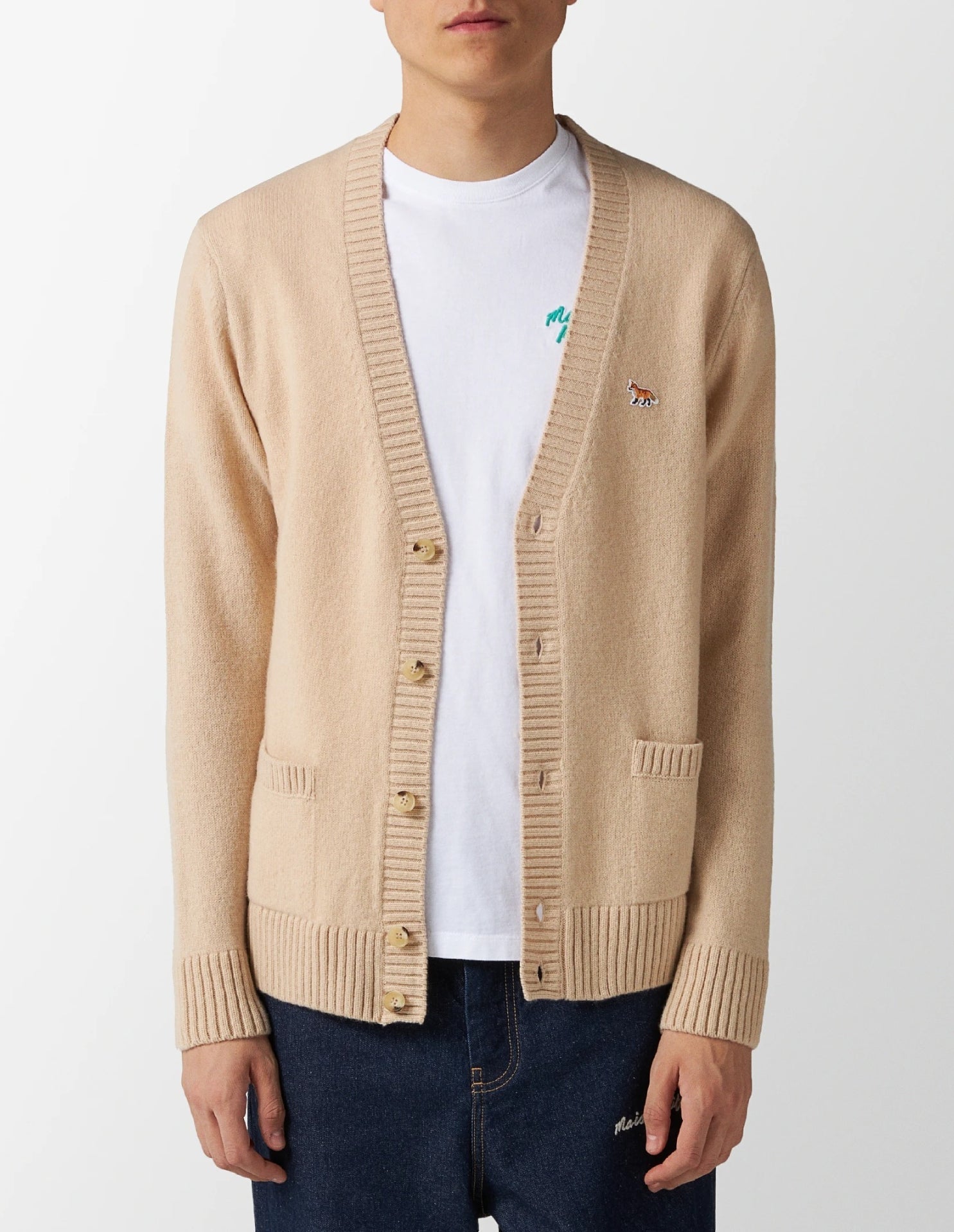 Baby Fox wool cardigan - Beige