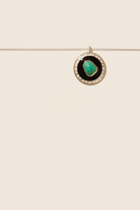 Stromboli N°1 necklace in yellow gold set with diamonds - Turquoise & Diamond