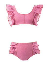Maillot deux pièces volanté à brillants - Bubble Pink