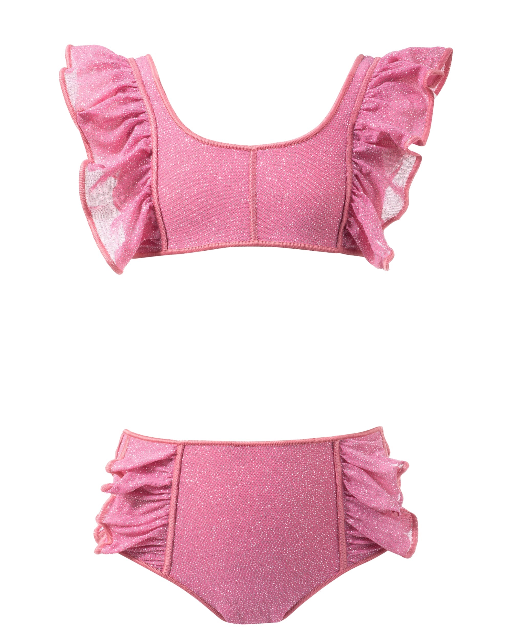 Maillot deux pièces volanté à brillants - Bubble Pink