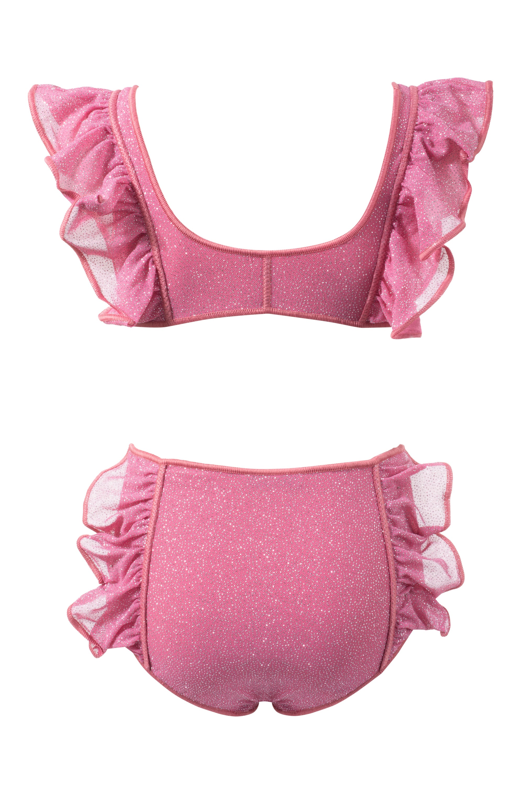 Maillot deux pièces volanté à brillants - Bubble Pink