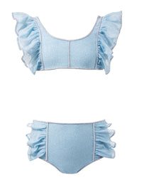 Maillot deux pièces volanté à brillants - Candy Blue