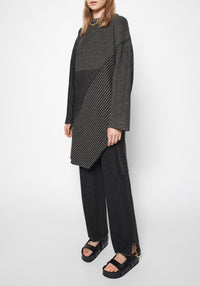 Studio asymmetric short dress - Black Melangé