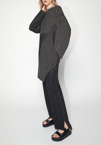 Studio asymmetric short dress - Black Melangé