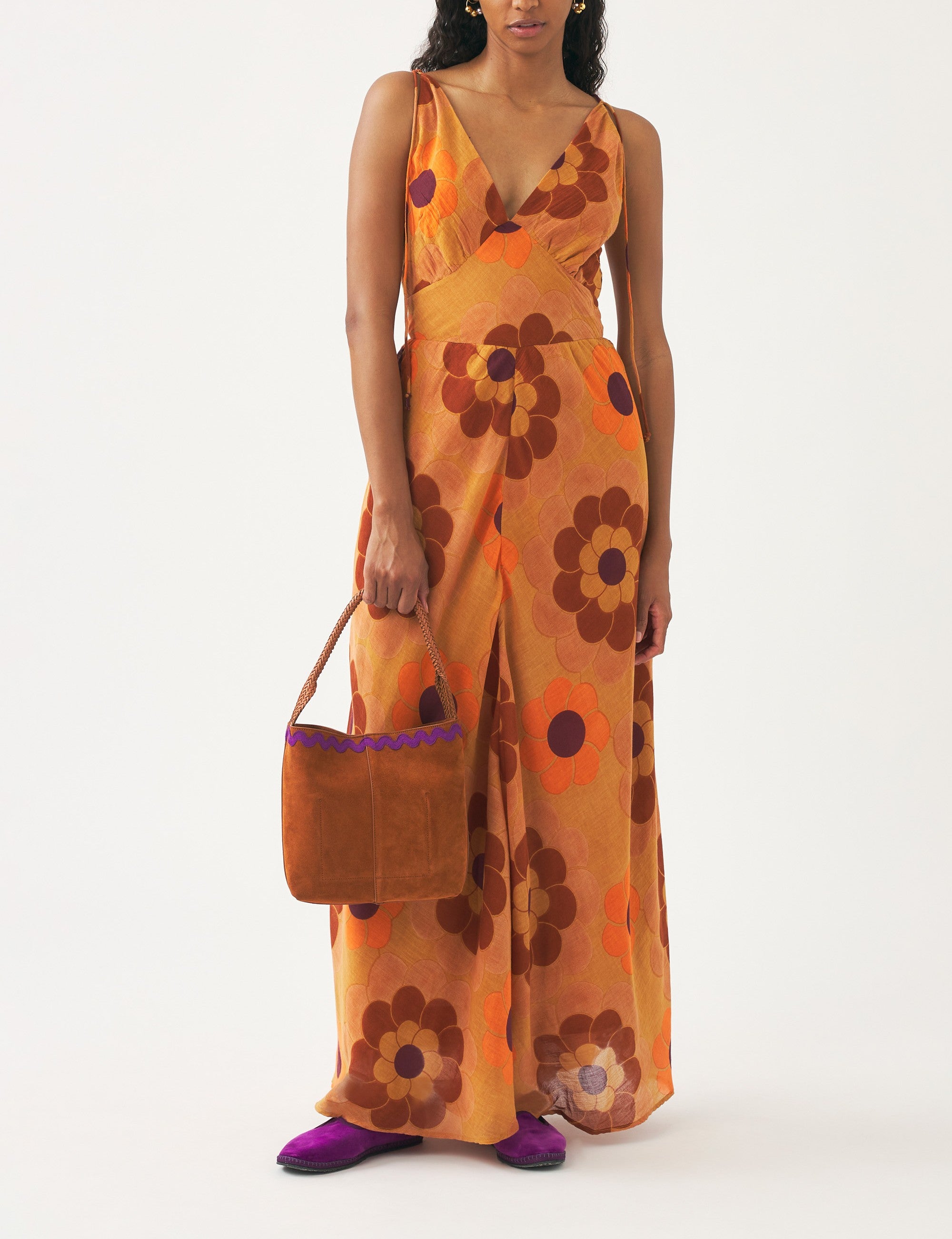 Robe longue imprimée Suny - Brown