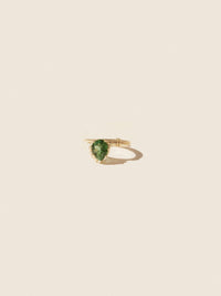 Bague Sun N°2 en or jaune sertie de diamant - Tourmaline Verte