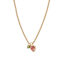 Collier Sun N°2 en or jaune sertie de diamant - Tourmaline rose & verte