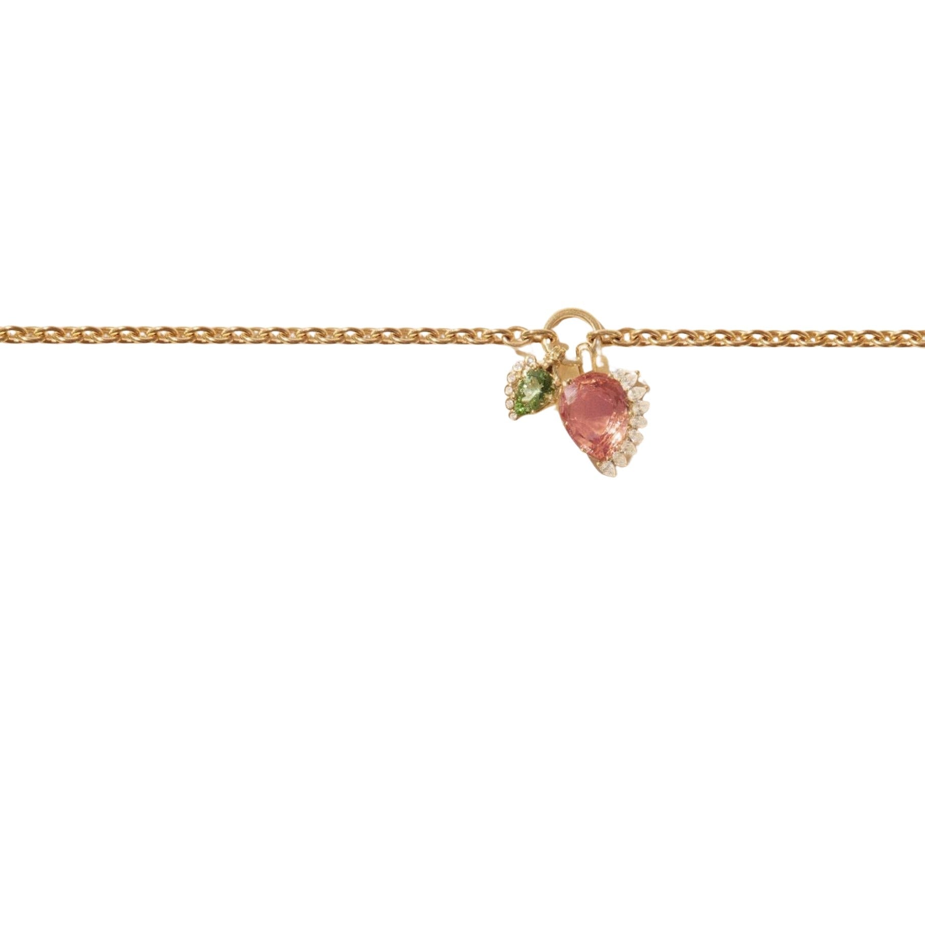 Collier Sun N°2 en or jaune sertie de diamant - Tourmaline rose & verte
