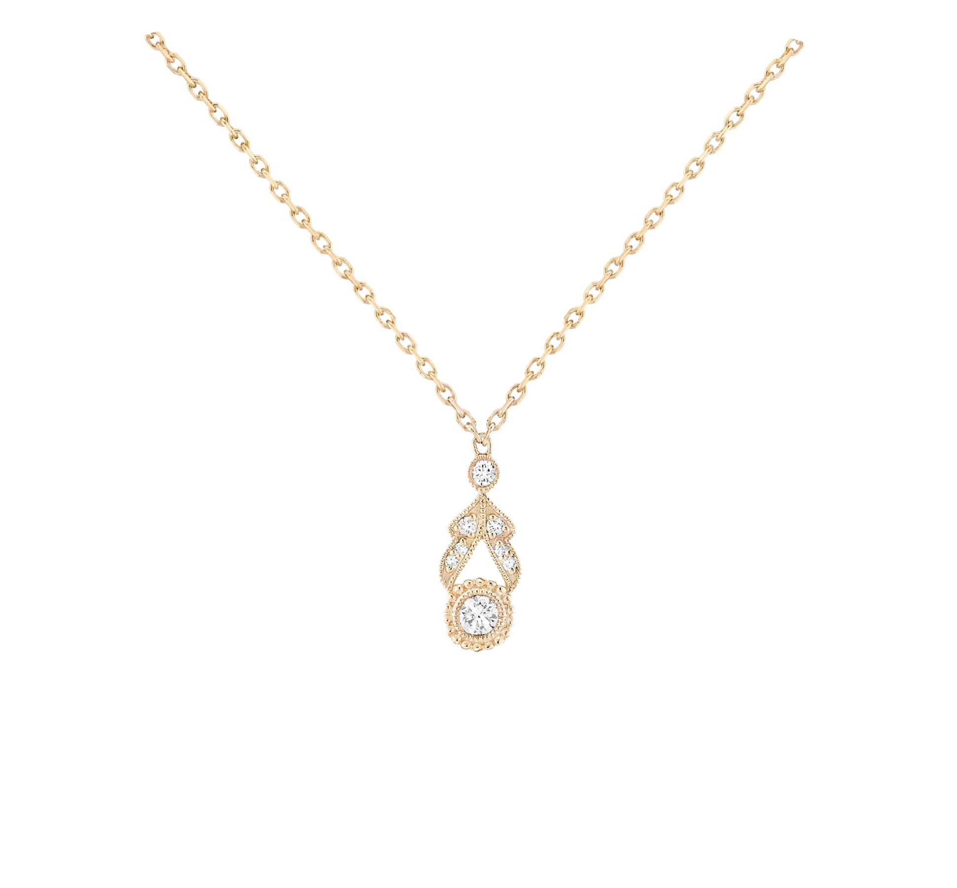 Collier Swan en or jaune 18K sertie de diamants - Or jaune
