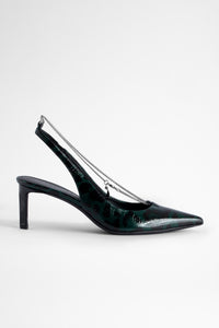 First Night pumps in leather - Abyss