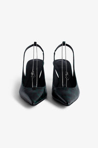 First Night pumps in leather - Abyss
