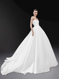 Robe bustier à fronces - Cloud Dancer