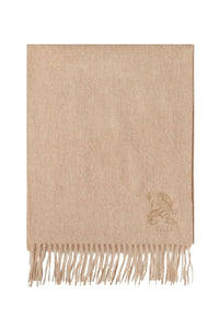 Écharpe à franges et broderie en cachemire - Beige