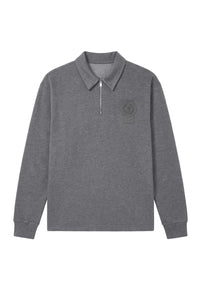 Sweatshirt à écusson brodé et chiné - Gris