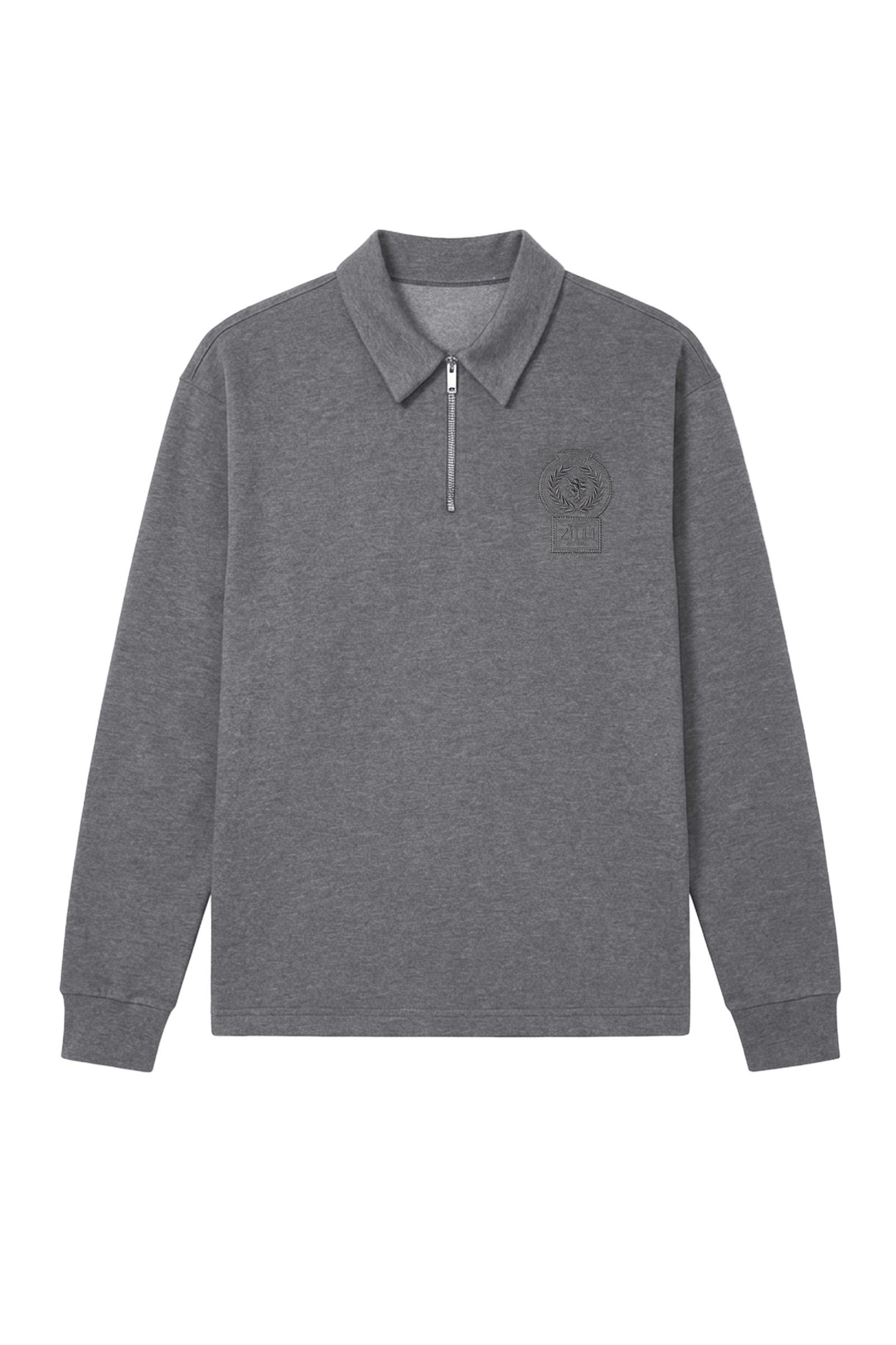 Sweatshirt à écusson brodé et chiné - Gris