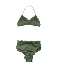 Maillot deux pièces à bords festonnés - Green