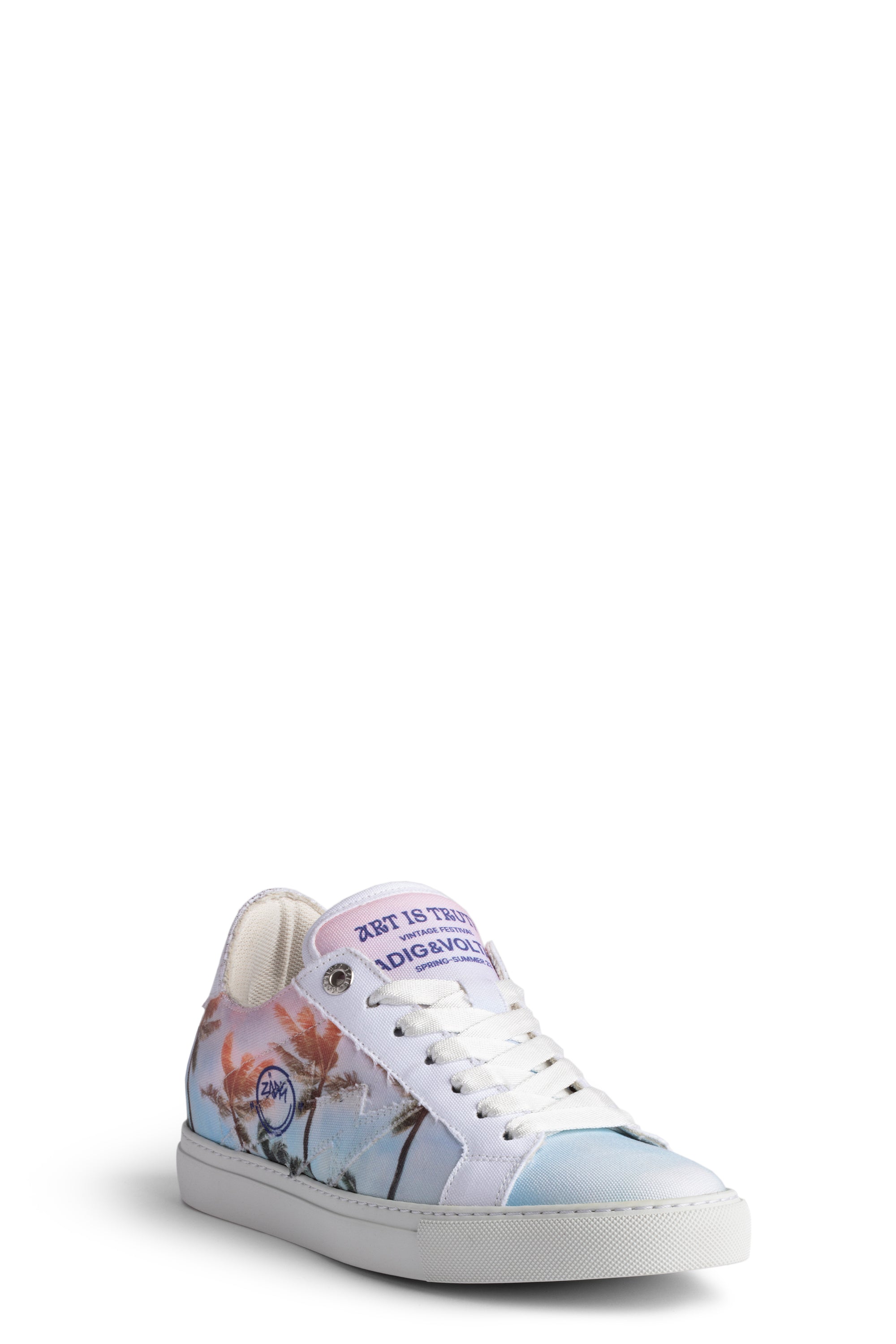 ZHORS WHITE LINE FLASH PALM TREE PRINTED CAN