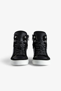 ZV" 1747 High Flash logo sneakers in leather - Black