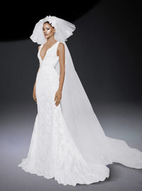 Voile à volants en dentelle - Off White