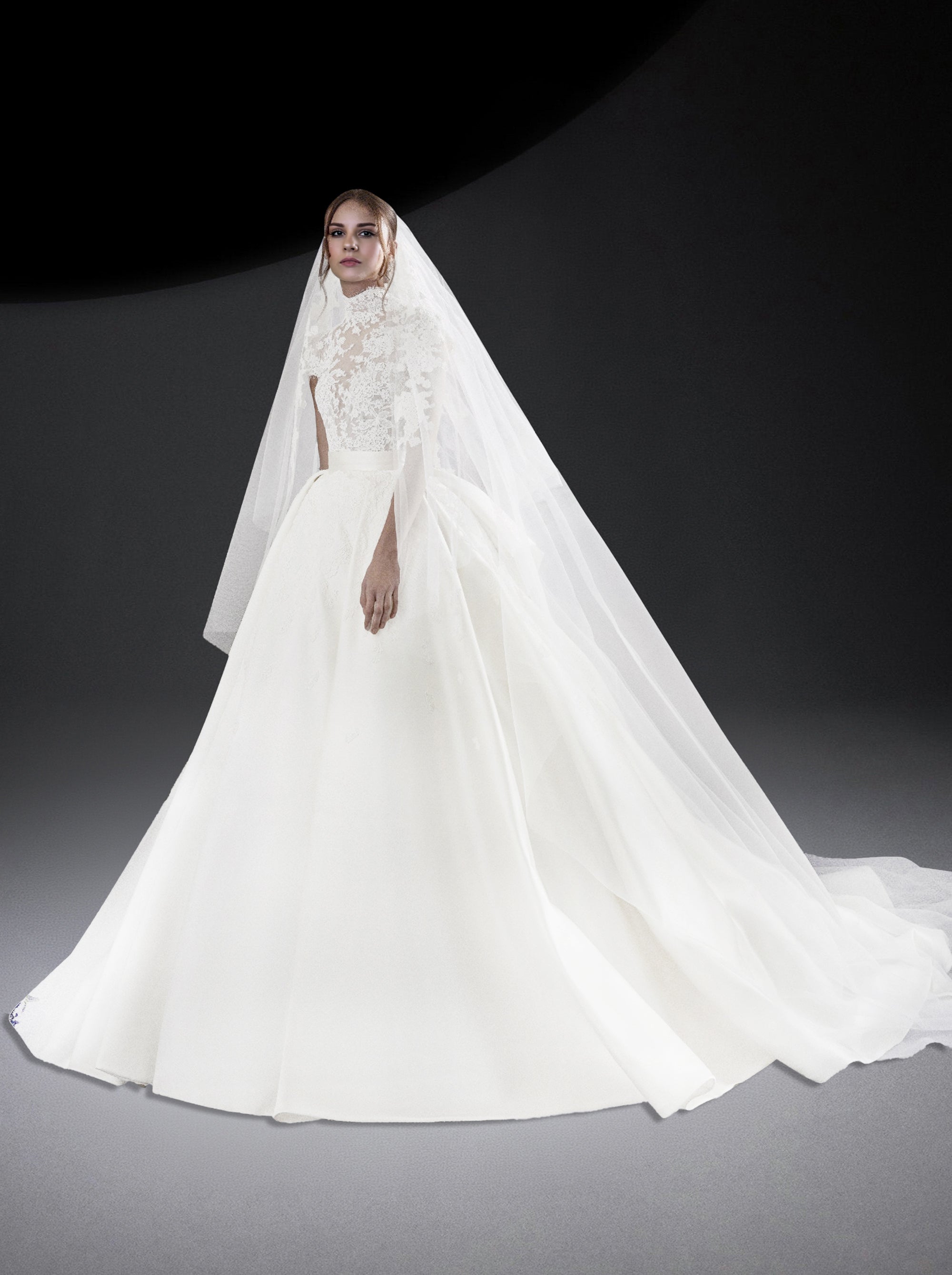 Voile long en tulle - Pristine Cream