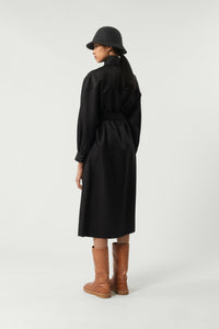 NOIR _ Robe Syrah en laine et soie - Noir