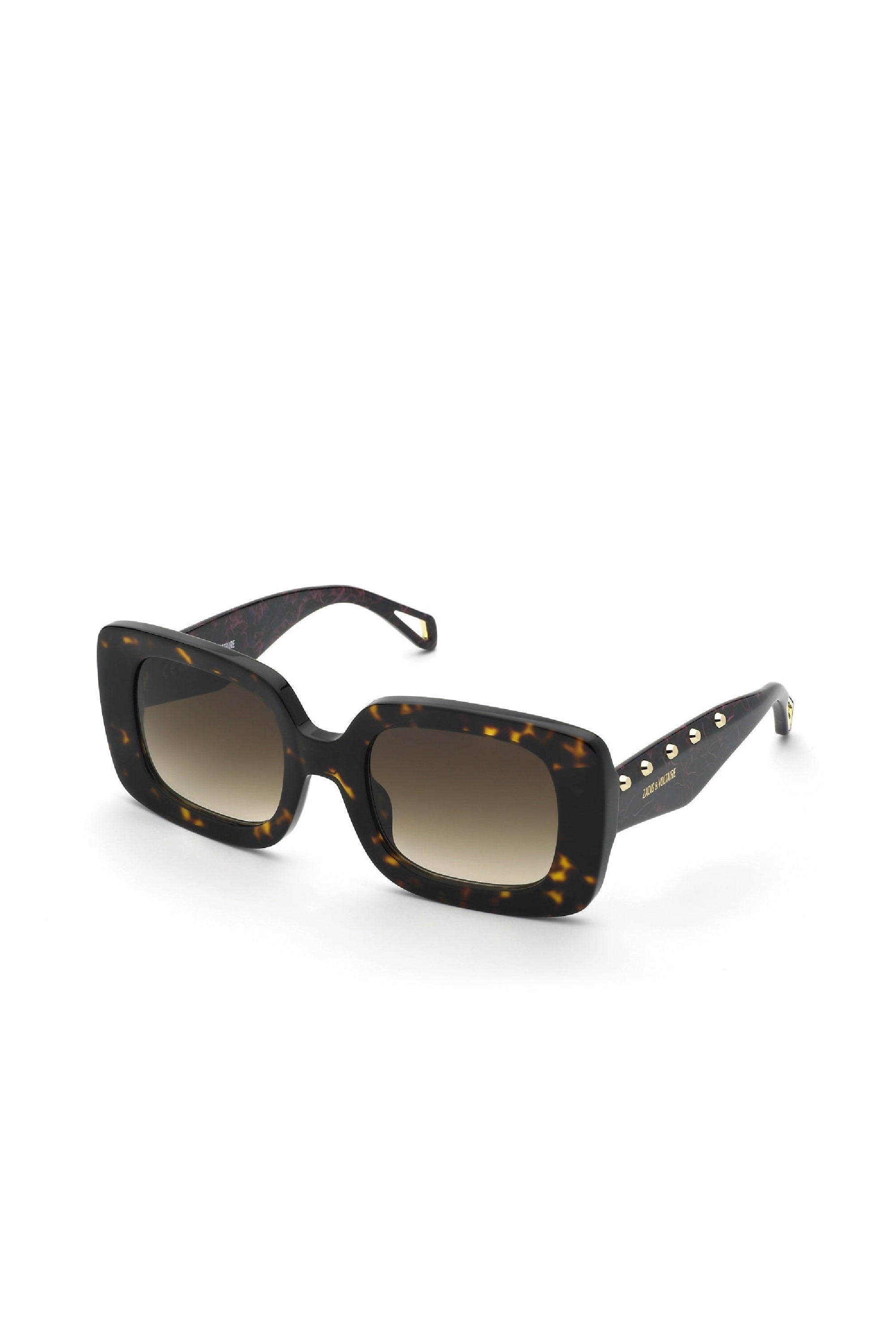 Lunettes de soleil carrées SZV423 - Shiny Brown Havana & Yellow