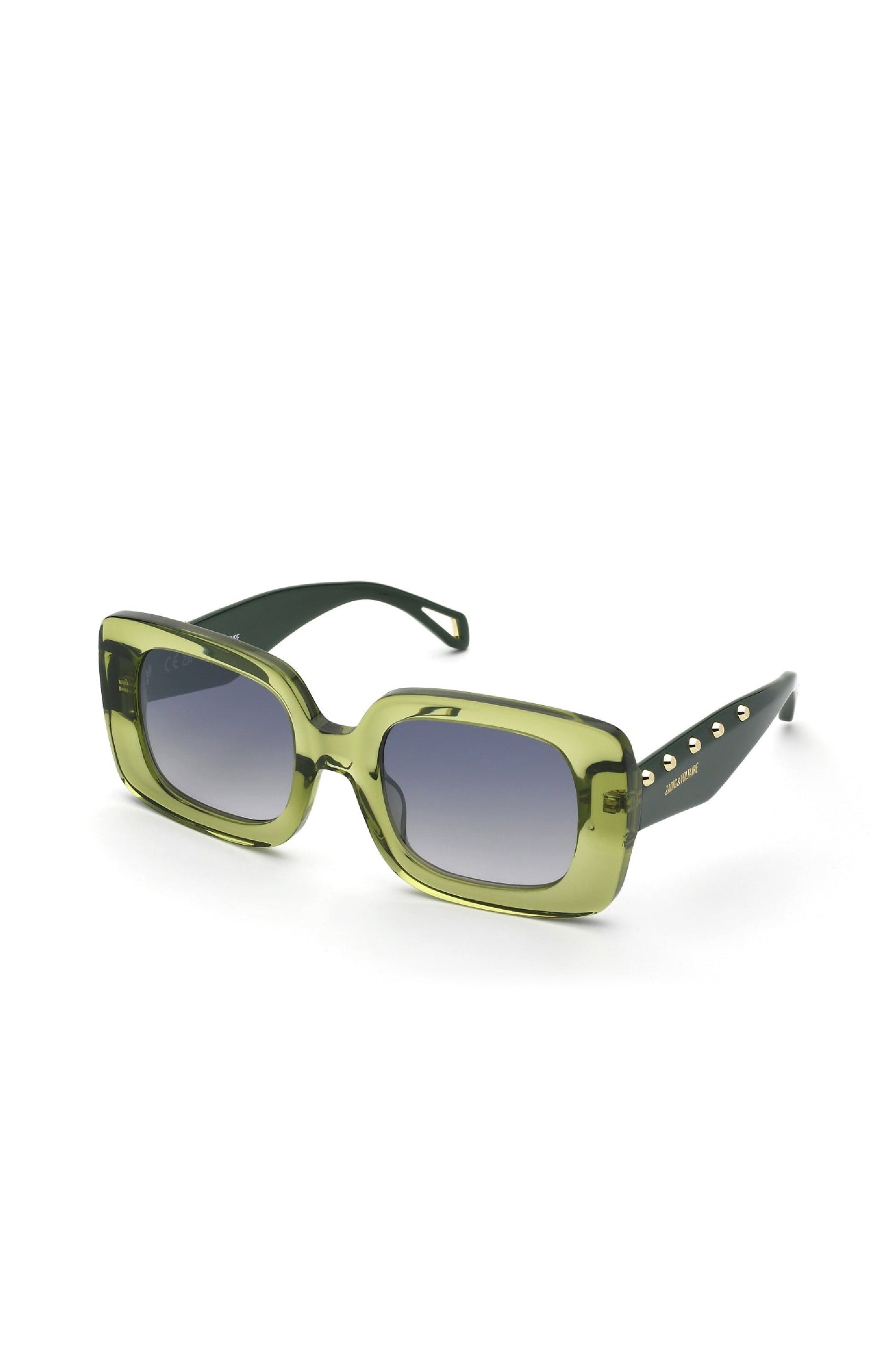 Lunettes de soleil carrées SZV423 - Shiny transparent Green