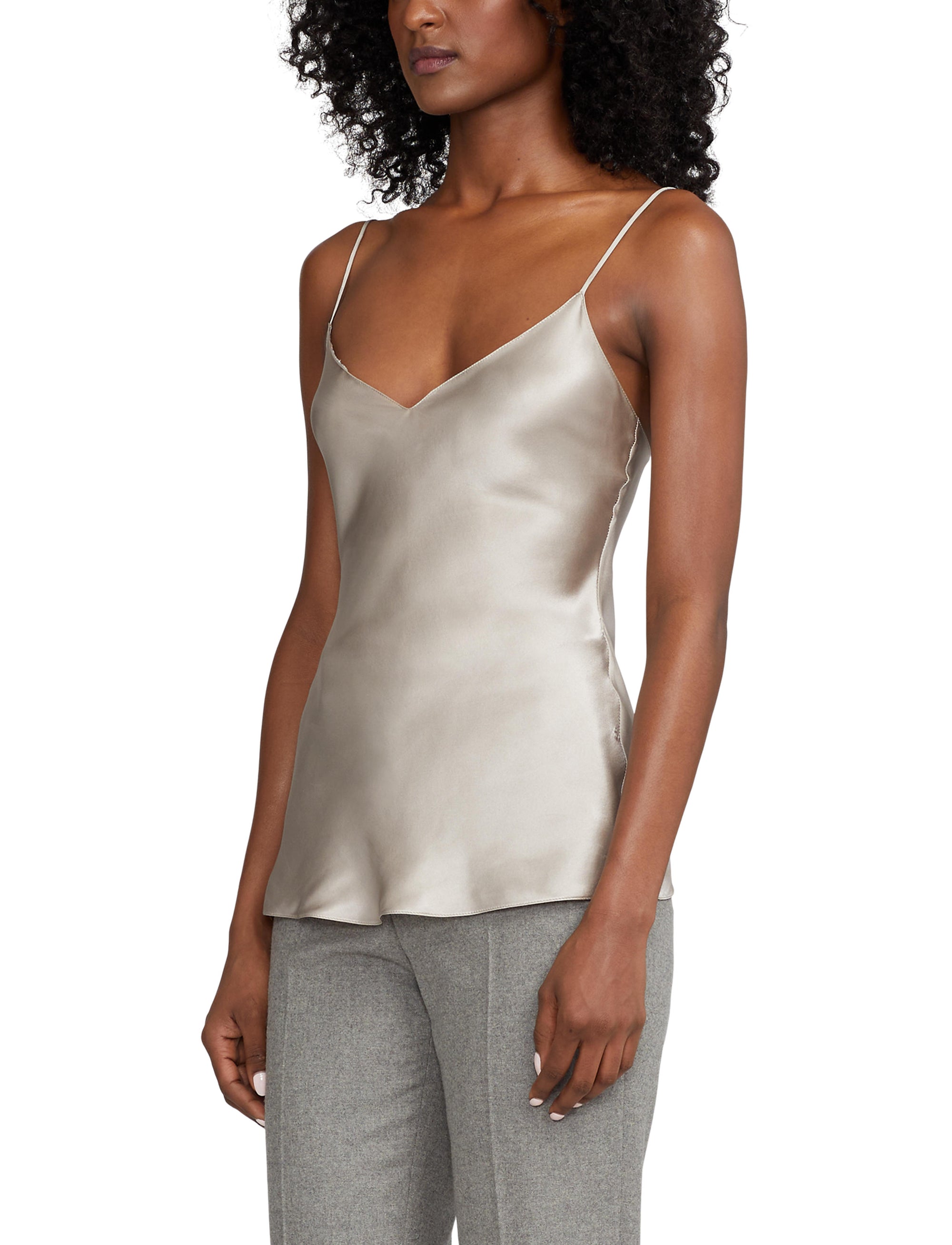 Caraco Annelia charmeuse de soie délavée - Taupe Grey