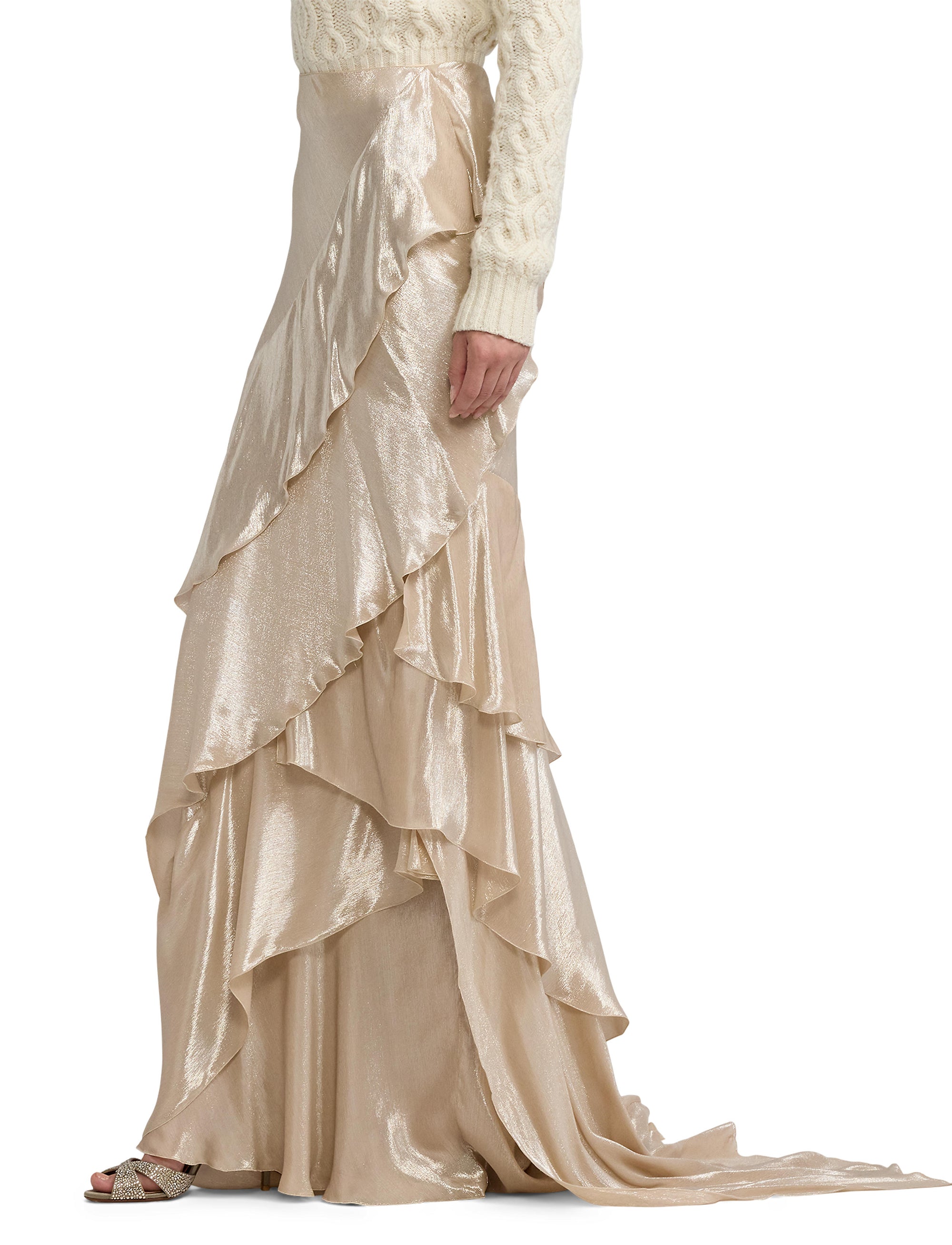 Neeva skirt in silk chiffon - Platinum