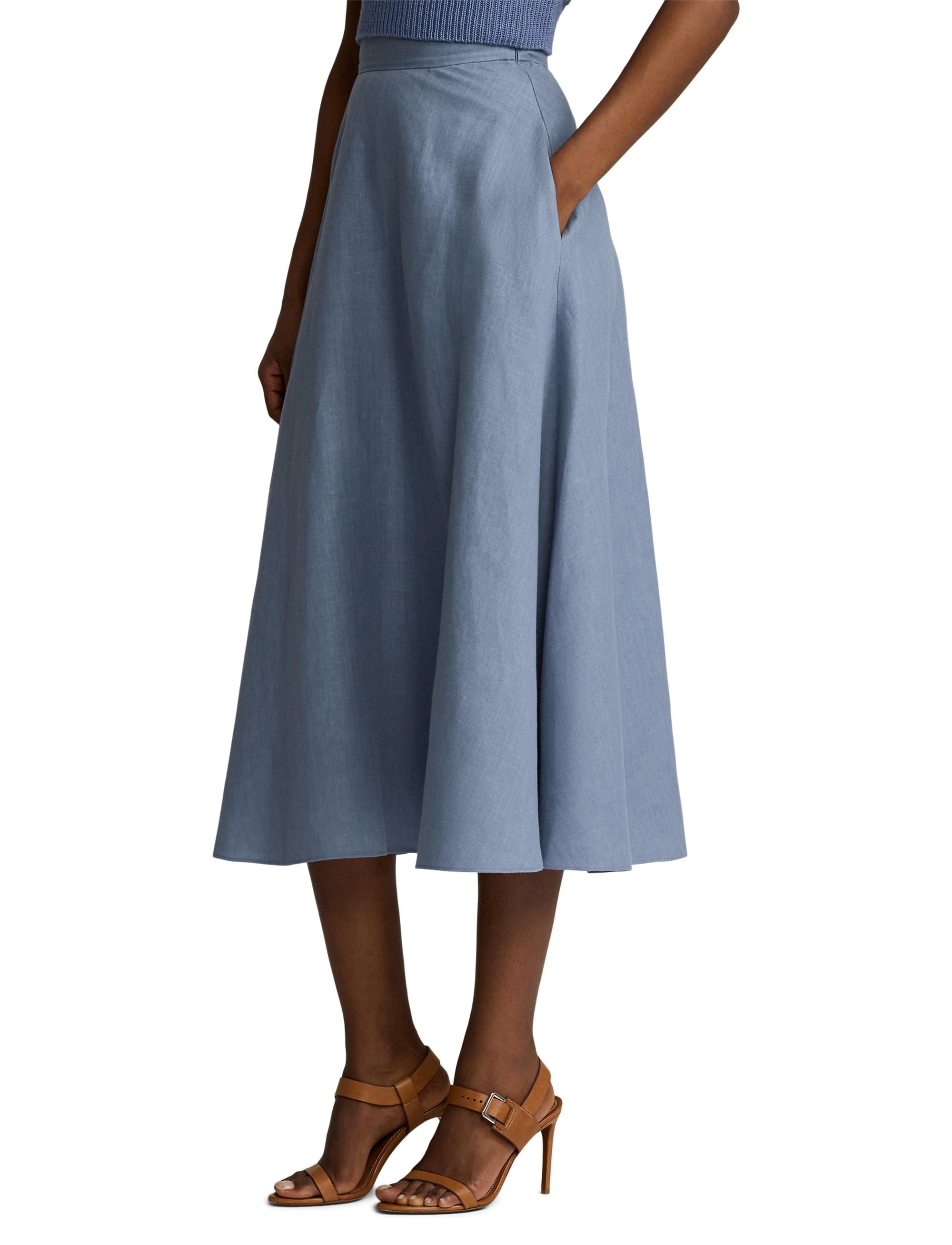 Erica skirt in linen - Cornflower