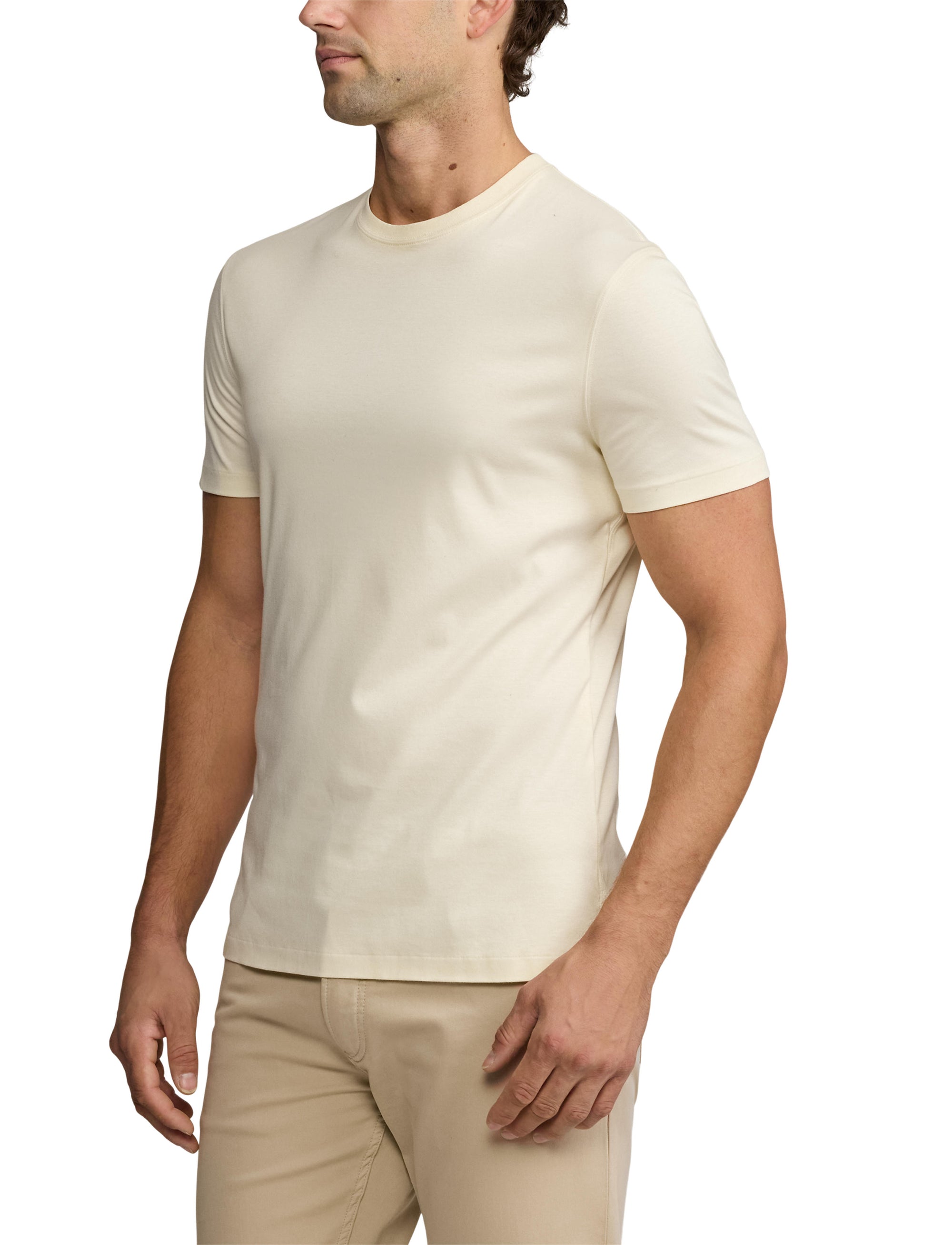 T-shirt à col rond en interlock  - Classic Cream