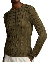 Pull col rond torsadé en soie - Moss