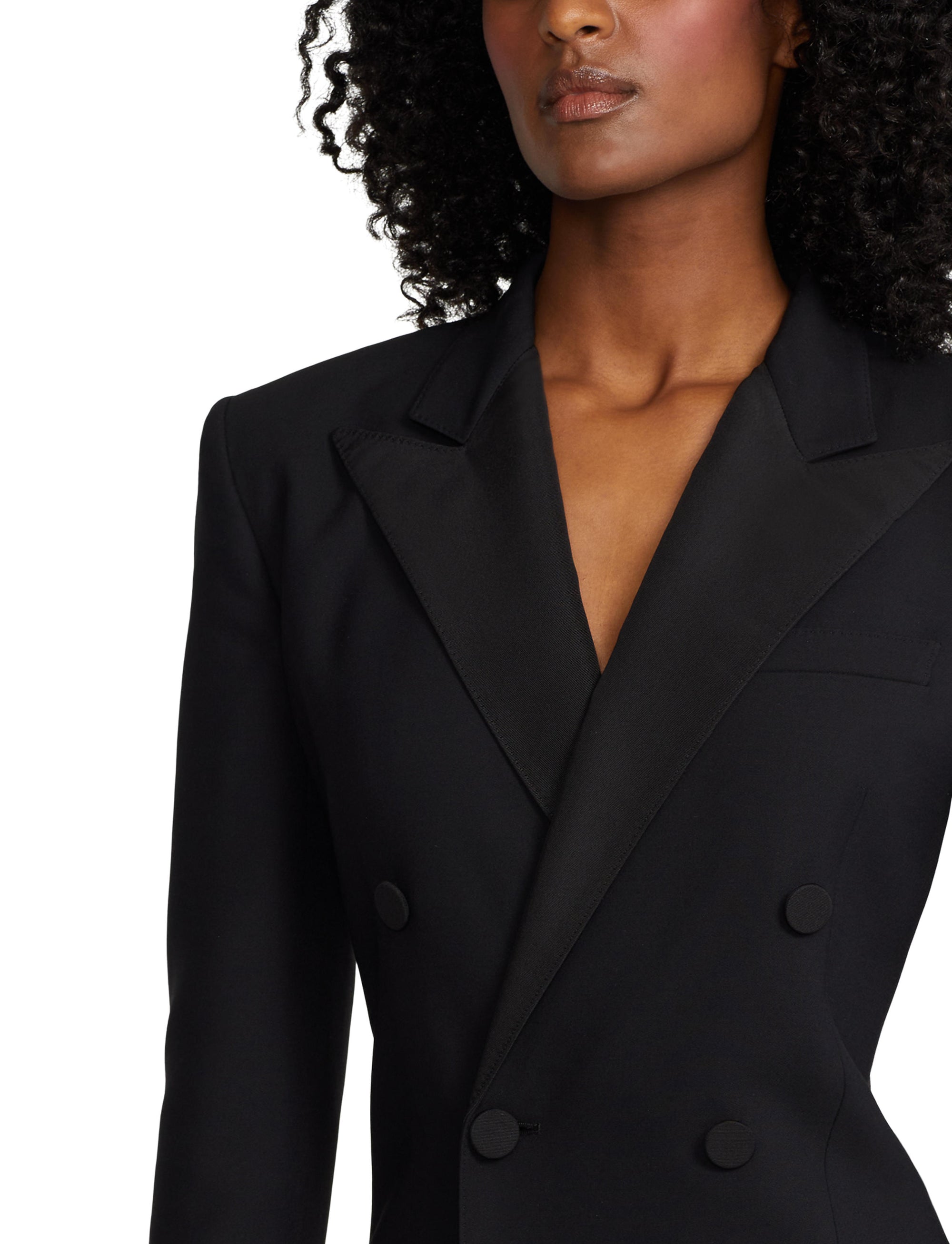 Robe de cocktail croisée Cottrell en laine et soie mélangée - Black