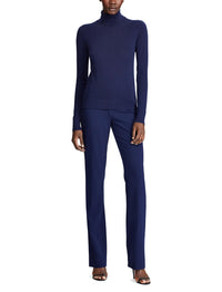Pantalon Alandra à devant plat en laine - Bleu