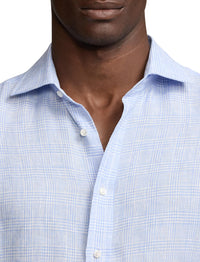 Chemise à motif prince-de-galles en lin - Blue