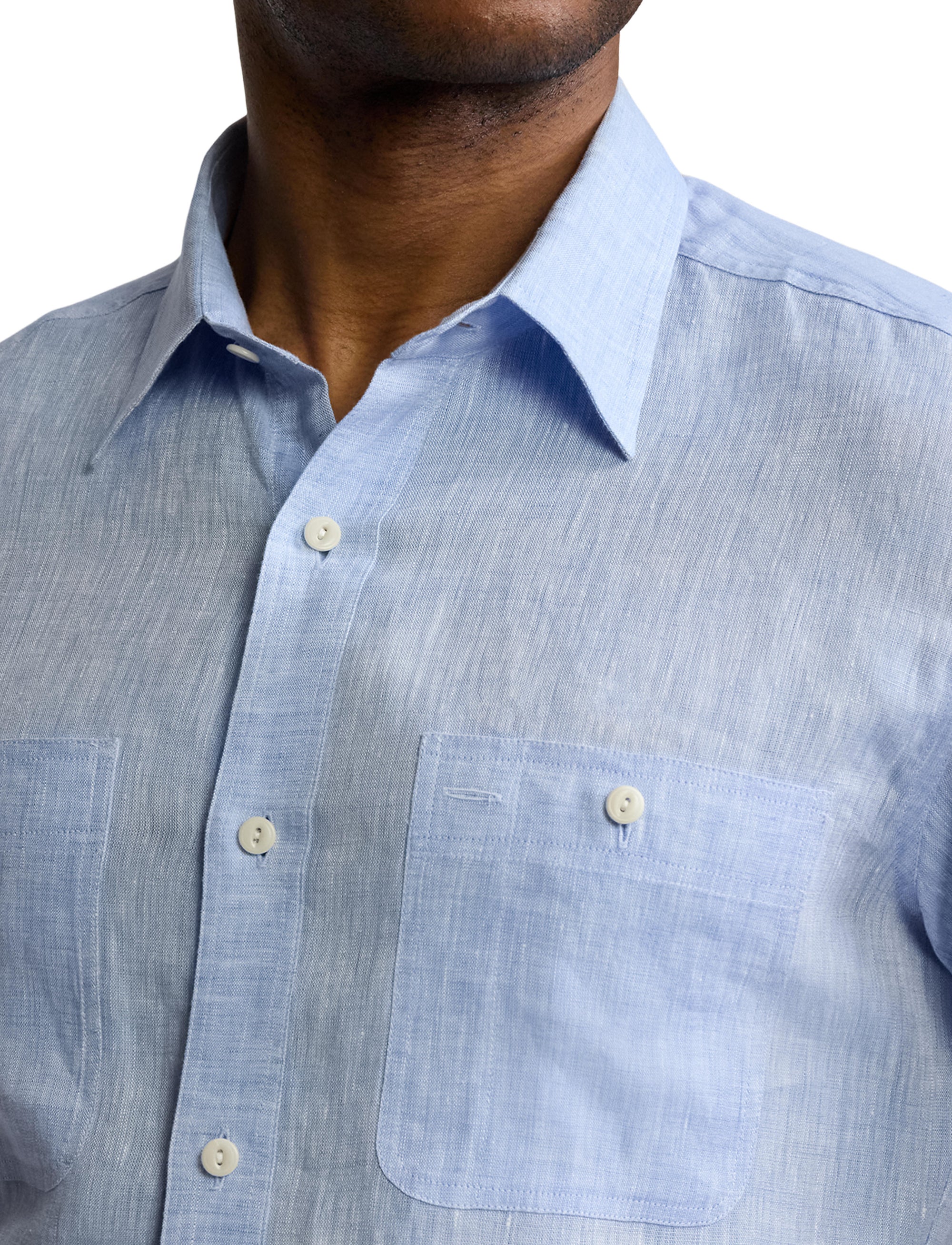 Linen and chambray shirt - Light Blue